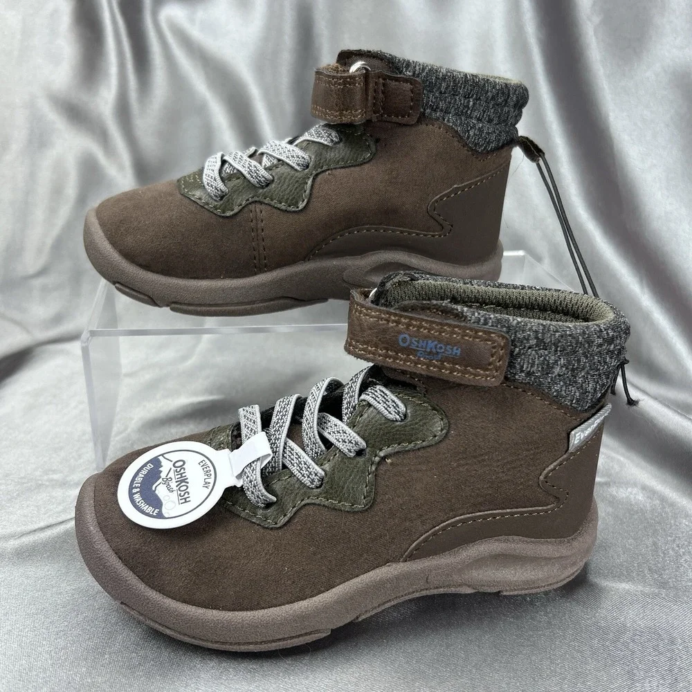 OshKosh B'Gosh Toddler Boys Ever Play Boots Sz 7 M Brown Mid Top Ankle Fashion